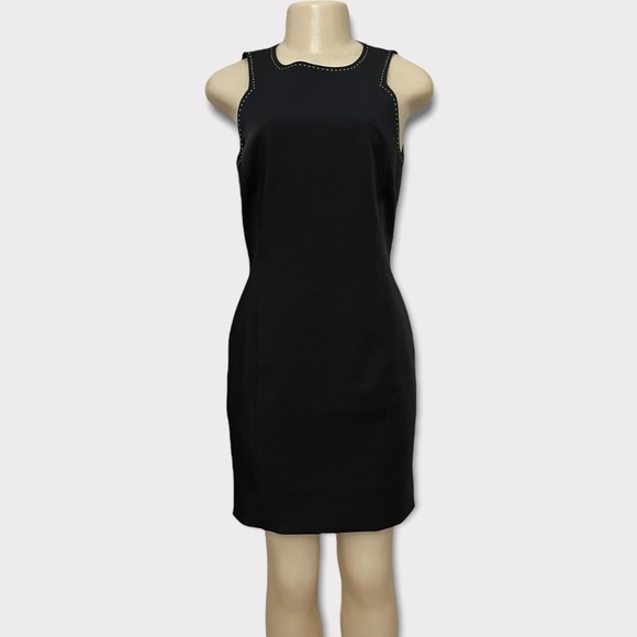 W by Worth Black Stitched Frame Neckline‎ Sleeveless Knee Length Dress - Picture 1 of 9